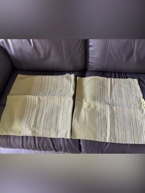 Decorative Olive Green Accent Pillow Covers with Subtle Stripe Embroidery